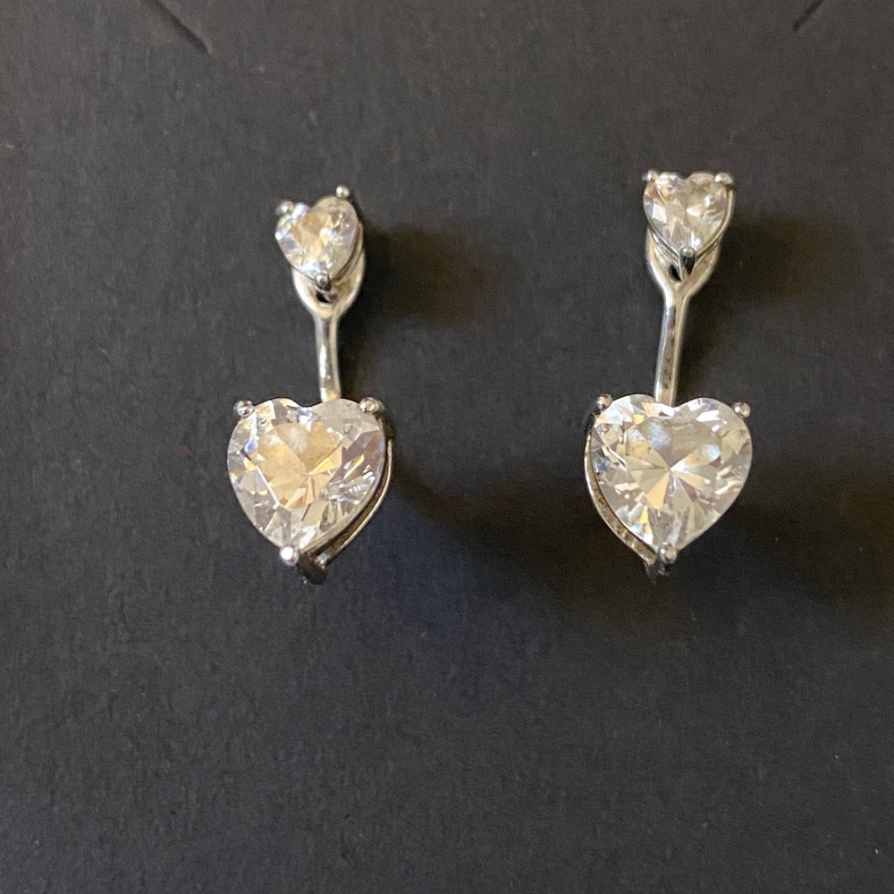 Pagoda Drop earring 925 CZ SM/LG Heart Telephone Ears